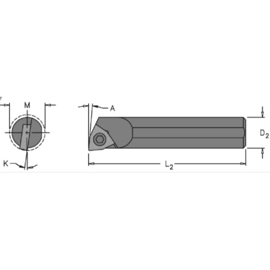 Picture of Everede Tool SG6700LCH Trigon Boring Bar Dia0.3750 Positive 0.3750 9.53mm - 3/8Cutter Dia